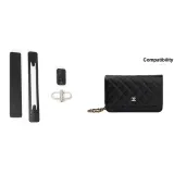 Черный, зернистая кожа личи, трехкомпонентный комплект с модифицированной серебряной застежкой