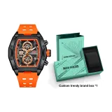 MF0473G Черный корпус, оранжевый циферблат, резиновый ремешок