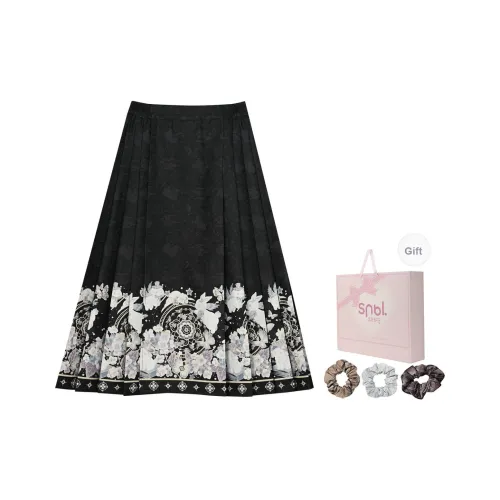 SNBL Черные Женские Повседневные Длинные Юбки