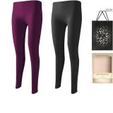 Женский комплект из 2 штанов (фиолетовый + черный), утолщенный и с флисовой подкладкой / облегающий крой