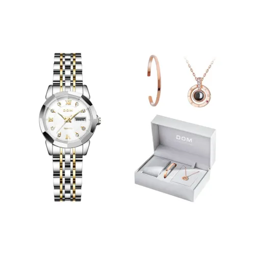 DOM Кварцевый механизм стальной ремешок женские часы черный циферблат