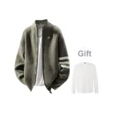 Хаки (Подарок Бренд Металл Брошь + Однотонная Белая Футболка)