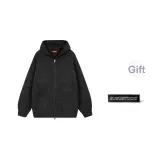 Кардиган из шерсти угольно-черного цвета с капюшоном