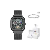 [Белое золото, позолоченная коробка] Призрачный ночной черный + DK кубинский браслет