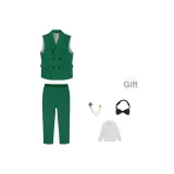 Зеленый комплект из 2 предметов (включает рубашку + бант для волос + аксессуары)