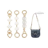 Прямая золотая цепочка с расширением (Белый клевер + Камелия + Жемчужный)