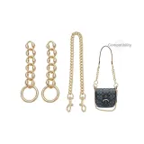 Прямой Золотой Ромб-образный Односторонний Пряжка 13 см [Две-Упаковка] + Собачья Пряжка Декоративная Цепочка 55 см