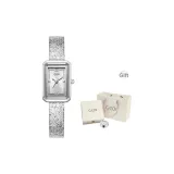 Серебряный, белый циферблат, часы