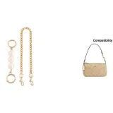 Цепь с увеличением из жемчуга золотого тона + прямая золотая длинная цепь