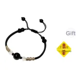 Браслет-шнурок из фасоли адзуки — черный (включает украшение в виде треугольника удачи)