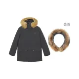 Чёрный и серый + меховой воротник