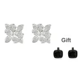 Цветочный, Butterfly, Shadow, Серьги-гвоздики, 1 пара (Белый циркон)