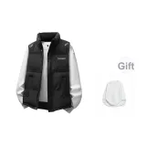 Черный жилет + белый свитшот с круглым вырезом