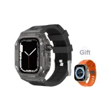 Прозрачная черная рамка с черным силиконовым, одиночная шпилька + оранжевый силикон