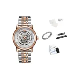 Розовое золото, стальной браслет [Ручная надпись поздравительная открытка + ремень из натуральной кожи + кубинский браслет]