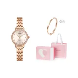 Шампанское Стальной браслет [Розовое сердечко Коробка + сумка для покупок + розово-золотой браслет]