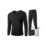 Длинный рукав топ + штаны комплект (черный) с флисовой подкладкой / двухслойный утолщенный