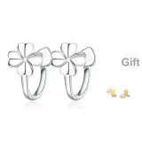 Серьги-клипсы из таффеты "Встреча", 1 пара (серебряные)