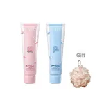 Олей Двойной Tube Крем для рук Морозно-голубой 80 мл + Олей Двойной Tube Крем для рук Пудра 80 мл + Губка для ванной