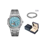 (Стальной) Синий циферблат [В комплекте с кубинским браслетом]