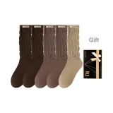 Коричневый *2, Красно-коричневый *2, Хаки, Голень, Свободные носки (5 пар)