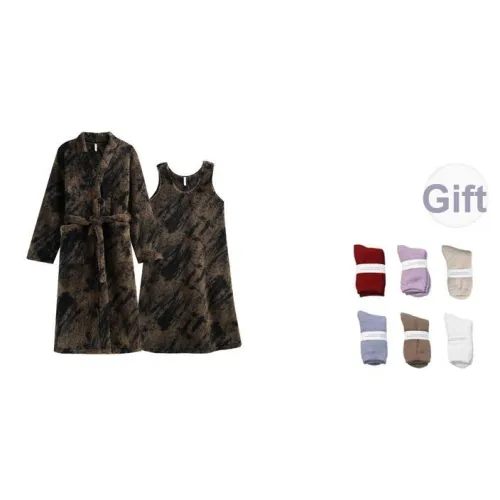 Same Language Банные халаты Женские Черный Пчелка С рельефом