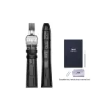 Чёрный бамбук с рельефом, серебряная складная застёжка [длинная].