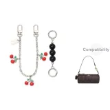 [Серебряный] Черный жемчуг + вишневый декоративный, цепочка 30 см