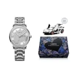 Серебряный корпус с белым циферблатом, серебряный стальной браслет [женский]