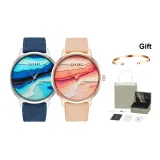 Синий кожа + Розовый кожа [Парные часы + Розовое золото браслет]