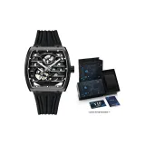 Чёрный корпус с чёрным циферблатом и ремешком