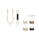 [Золотистый] Черный Жемчуг + Камелия Декоративная Цепь 30 см