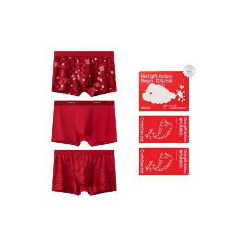 crabsecret Мужское нижнее белье 3 штуки красного цвета