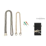 Парфюм Yves Saint Laurent Коробка Золотистая Черная кожа Цепочка 100 см + Золотистая декоративная цепочка 30 см [Включает модифицированный инструмент]