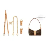 [Трехкомпонентный комплект] Плечевой ремень через плечо 99-121 см + декоративная цепь с четырехлистным клевером + износостойкая застежка, 1 пара