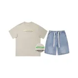 Комплект (Хаки топ + Светло-синие штаны)