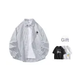 Чёрный Белый Полосы (В комплекте с Случайным принтом Футболка)