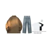 Комплект (Хаки топ + средне-синие штаны) (включает рубашку с коротким рукавом)