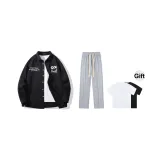 Комплект (Черный топ + Серые повседневные штаны) В комплекте с футболкой