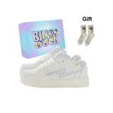 Белый Синий + Эксклюзивная обувь Коробка + Подарочные носки