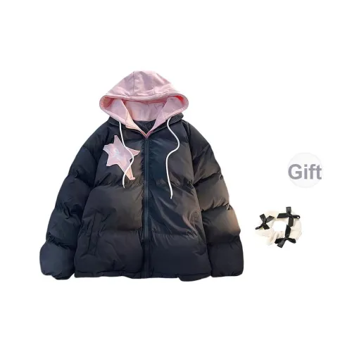 TURN UP Черный + Бант Резинка для волос С подарками Женские Пуховики