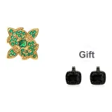 Цветок, Бабочка, Тень, Серьги-гвоздики, Один (Зеленый циркон)