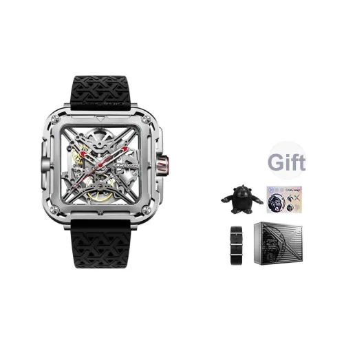 CIGA Design X Collection Gorilla Watch Автоматический Механический Механизм Силиконовый Ремешок Часы Мужские Серебристый Циферблат