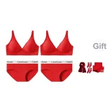 Зодиакальный год, нижнее белье, красный, набор из 2 штук + шарф 1 штука + лошадь, год, носки, 4 пары (в комплекте коробка, сумка для покупок)