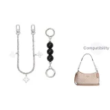 [Серебряный] Черный жемчуг + Четырехлистный клевер Декоративная цепь 30 см