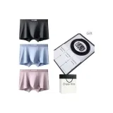 [9053 Коровья кожа Ремень] 120S Ленцинг модал [Черный + Светло-синий + Розовая кожаная] 3 шт Подарочная коробка Набор