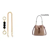 Цепь с увеличением из янтарного черного жемчуга + декоративная цепь в золотистом стиле