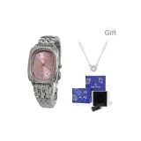 Серебряный, полосатый, розовый циферблат (оригинальная коробка) + ожерелье + открывалка для часов