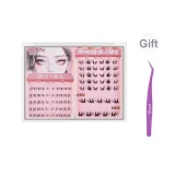 [Клей-Бесплатно Версия] Lazy Кошка + Кошачий ус Вверх и вниз Кисть для туши Комбо Набор [Включает анти-прилипающие профессиональные пинцет]