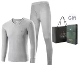 Мужской комплект с V-образным вырезом (Светлый Фотиния Серый), 100% хлопок, дружественный к коже, и 3A антибактериальный